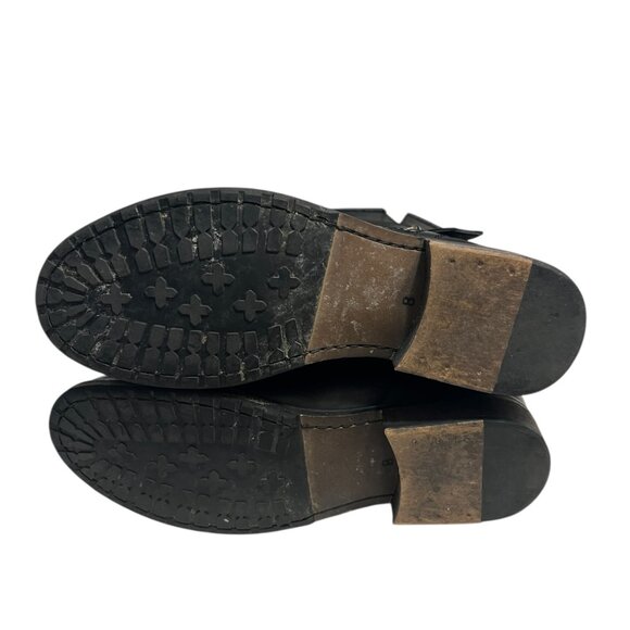 Eddie Bauer by Bronx Women’s Black Leather Ankle Boots Size 8 B Moto Biker Zip - Picture 12 of 12